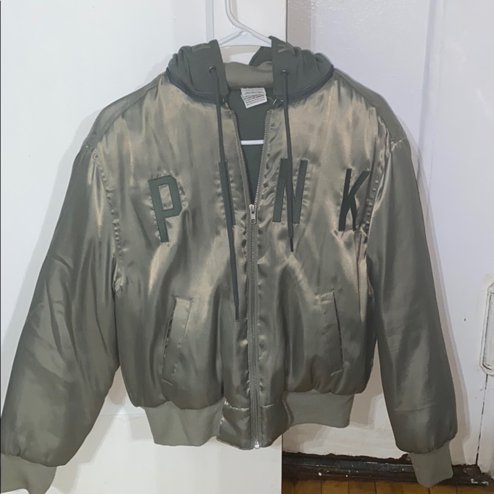 PINK Olive Green Bomber Jacket🪐✨🍃